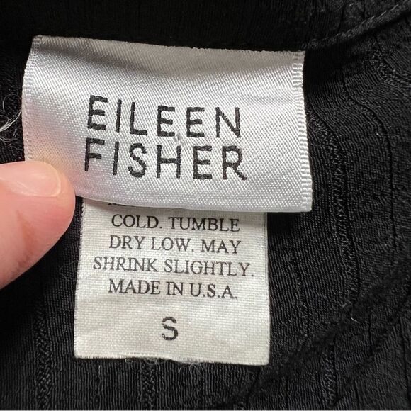 Eileen Fisher One Button Cardigan Open Blouse Black Long Sleeves Women's size S - Picture 3 of 8